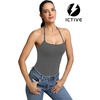 image:imageFihapyli ICTIVE Women Sexy Halter Neck One Piece Thong Adjustable Strap Sleeveless Cami Bodysuit TopDarkgrey