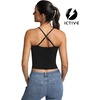image:imageFihapyli ICTIVE Womens Longline Sports Bra Camisole Adjustable Spaghetti Strap Padded Backless Workout Yoga BraBlack