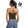 image:imageFihapyli ICTIVE Womens Longline Sports Bra Camisole Adjustable Spaghetti Strap Padded Backless Workout Yoga BraCoffee