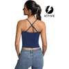 image:imageFihapyli ICTIVE Womens Longline Sports Bra Camisole Adjustable Spaghetti Strap Padded Backless Workout Yoga BraDarkblue
