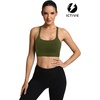 image:imageICTIVE Strappy Sports Bras for Women Criss Cross Back Racerback High Impact Padded Yoga Bras Workout Clothes for WomenArmy Green