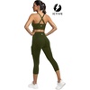 image:imageICTIVE Strappy Sports Bras for Women Criss Cross Back Racerback High Impact Padded Yoga Bras Workout Clothes for WomenArmy Green