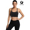 image:imageICTIVE Strappy Sports Bras for Women Criss Cross Back Racerback High Impact Padded Yoga Bras Workout Clothes for WomenBlack