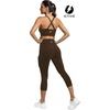 image:imageICTIVE Strappy Sports Bras for Women Criss Cross Back Racerback High Impact Padded Yoga Bras Workout Clothes for WomenCoffee