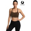 image:imageICTIVE Strappy Sports Bras for Women Criss Cross Back Racerback High Impact Padded Yoga Bras Workout Clothes for WomenCoffee