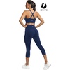 image:imageICTIVE Strappy Sports Bras for Women Criss Cross Back Racerback High Impact Padded Yoga Bras Workout Clothes for WomenDark Blue