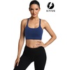 image:imageICTIVE Strappy Sports Bras for Women Criss Cross Back Racerback High Impact Padded Yoga Bras Workout Clothes for WomenDark Blue