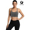 image:imageICTIVE Strappy Sports Bras for Women Criss Cross Back Racerback High Impact Padded Yoga Bras Workout Clothes for WomenDark Gray
