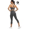 image:imageICTIVE Strappy Sports Bras for Women Criss Cross Back Racerback High Impact Padded Yoga Bras Workout Clothes for WomenDark Gray