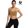 image:imageICTIVE Strappy Sports Bras for Women Criss Cross Back Racerback High Impact Padded Yoga Bras Workout Clothes for WomenKhaki