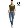 image:imageICTIVE Womens Short Sleeve T Shirts Casual Summer Basic Scoop Neck Slim Fit Work TopsArmy Green