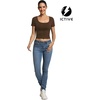 image:imageICTIVE Womens Short Sleeve T Shirts Casual Summer Basic Scoop Neck Slim Fit Work TopsCoffee