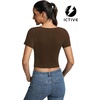 image:imageICTIVE Womens Short Sleeve T Shirts Casual Summer Basic Scoop Neck Slim Fit Work TopsCoffee