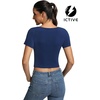 image:imageICTIVE Womens Short Sleeve T Shirts Casual Summer Basic Scoop Neck Slim Fit Work TopsDark Blue