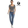 image:imageICTIVE Womens Short Sleeve T Shirts Casual Summer Basic Scoop Neck Slim Fit Work TopsGrey