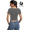 image:imageICTIVE Womens Short Sleeve T Shirts Casual Summer Basic Scoop Neck Slim Fit Work TopsGrey