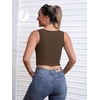 image:imageICTIVE Womens Sleeveless Racerback Tank Top Crew Neck Slim Fit Workout Casual Basic Cami ShirtsCoffee