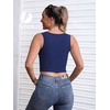image:imageICTIVE Womens Sleeveless Racerback Tank Top Crew Neck Slim Fit Workout Casual Basic Cami ShirtsDarkblue