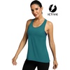 image:imageICTIVE Workout Tops for Women Sleeveless Cross Back Muscle Racerback Exercise Tank ShirtsDark Green