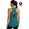 image:imageICTIVE Workout Tops for Women Sleeveless Cross Back Muscle Racerback Exercise Tank ShirtsDark Green