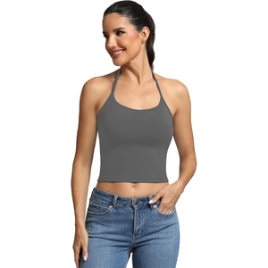 image:imageFihapyli ICTIVE Sports Bras for Women Halter Neck Spaghetti Strap Padded Backless Workout Yoga Running BraDarkgrey
