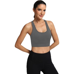 image:imageFihapyli ICTIVE Sports Bras for Women Wirefree Padded Racerback Mesh Back Workout Yoga Running BraGrey