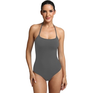 image:imageFihapyli ICTIVE Women Sexy Halter Neck One Piece Thong Adjustable Strap Sleeveless Cami Bodysuit TopDarkgrey