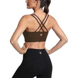 image:imageICTIVE Sports Bras for Women High Impact Bust Push up Crisscross Back Workout Running BraCoffee