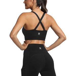 image:imageICTIVE Strappy Sports Bras for Women Criss Cross Back Racerback High Impact Padded Yoga Bras Workout Clothes for WomenBlack