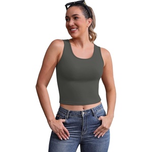 image:imageICTIVE Womens Sleeveless Racerback Tank Top Crew Neck Slim Fit Workout Casual Basic Cami ShirtsGrey