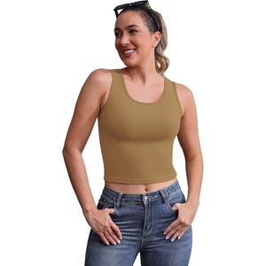 image:imageICTIVE Womens Sleeveless Racerback Tank Top Crew Neck Slim Fit Workout Casual Basic Cami ShirtsKhaki