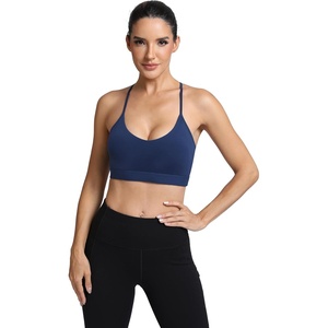 image:imageICTIVE Womens Sports Bra Camisole Adjustable Spaghetti Strap Padded Wireless Workout Yoga Crop TopDarkblue