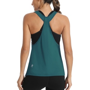 image:imageICTIVE Workout Tops for Women Sleeveless Open Back Muscle Racerback Exercise Tank ShirtsDark Green