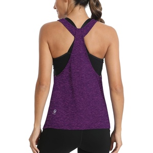 image:imageICTIVE Workout Tops for Women Sleeveless Open Back Muscle Racerback Exercise Tank ShirtsDark Purple